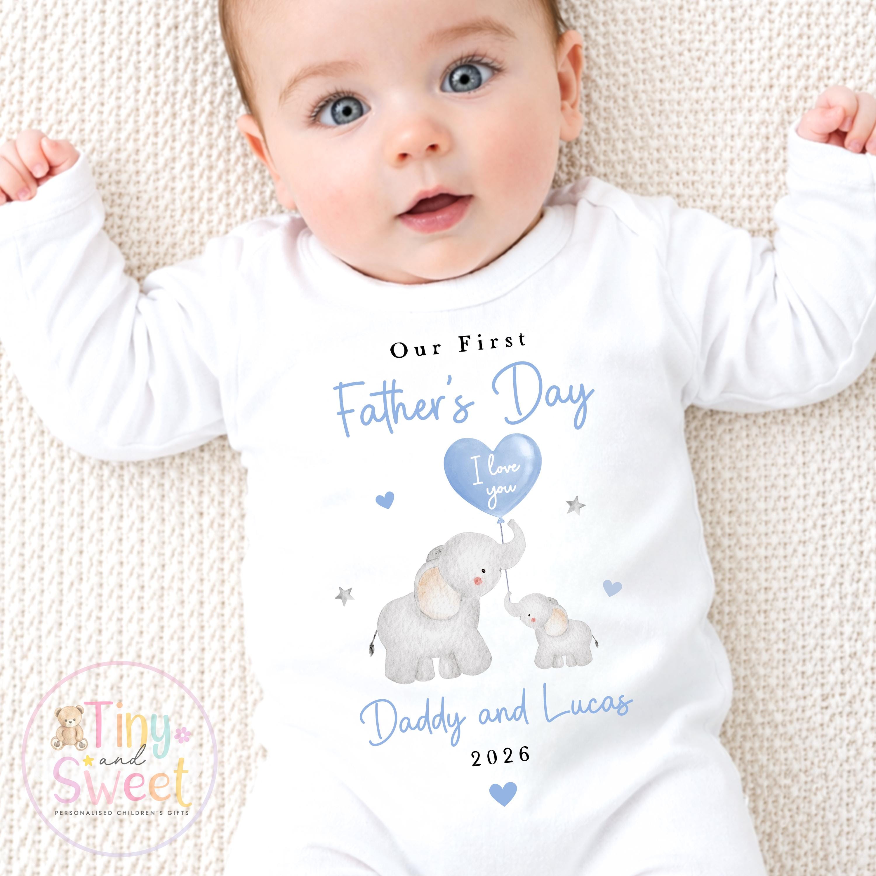 Fathers Day Elephants Personalised Sleepsuit