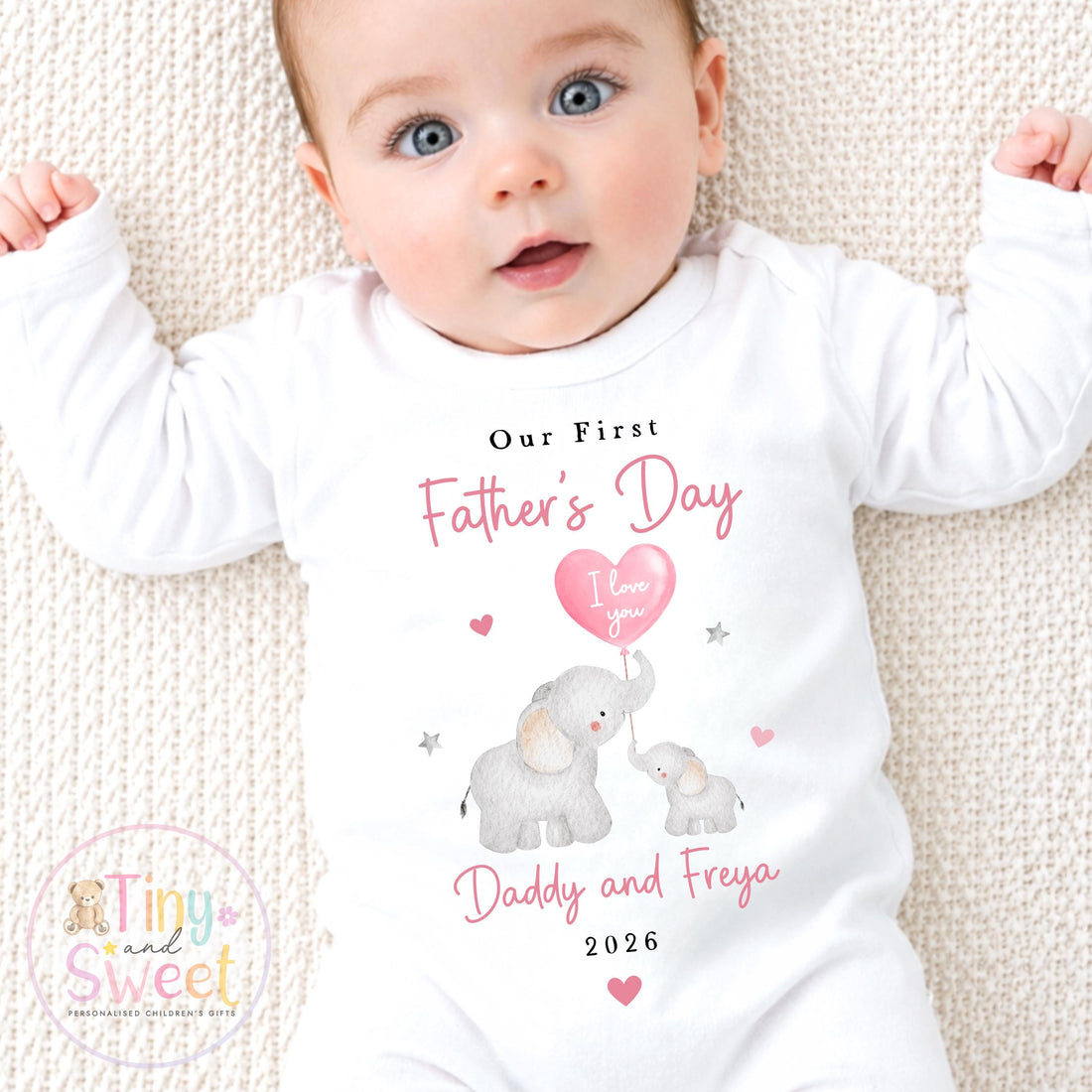 Fathers Day Elephants Personalised Sleepsuit