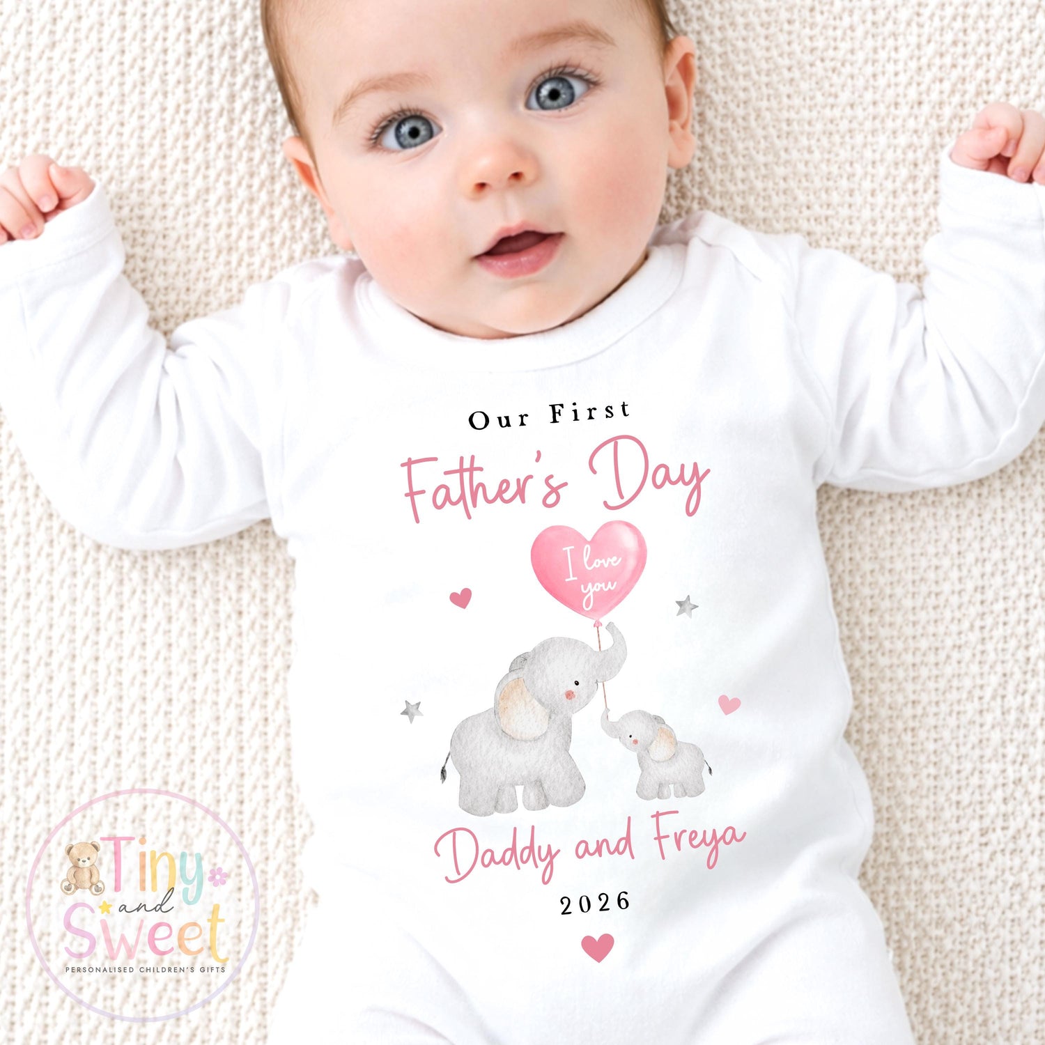 Fathers Day Elephants Personalised Sleepsuit