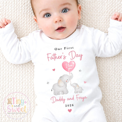 Fathers Day Elephants Personalised Sleepsuit