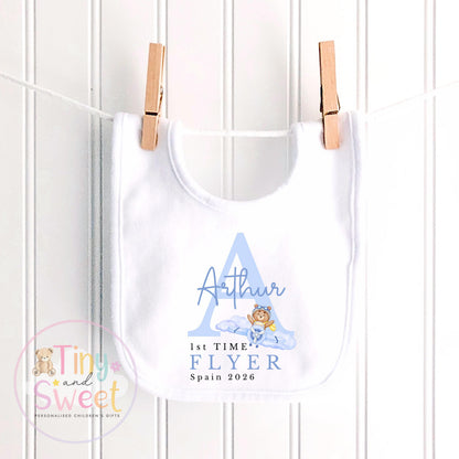 Personalised First Flight Sleepsuit Baby, First Time Flyer Bodysuit, Baby’s First Holiday Outfit, Custom Name Babygrow