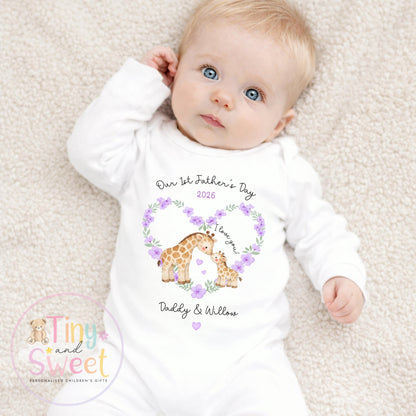 Fathers Day T Shirt, Giraffe 1st Fathers Day As My Daddy, New Dad Gift, Fathers Day, 1st Fathers Day Babygrow, Sleepsuit Babygrow Bodysuit