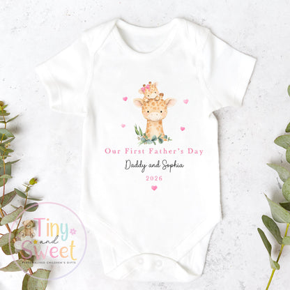 Fathers Day T Shirt, Giraffe 1st Fathers Day As My Daddy, New Dad Gift, Fathers Day, 1st Fathers Day Babygrow, Sleepsuit Babygrow Bodysuit