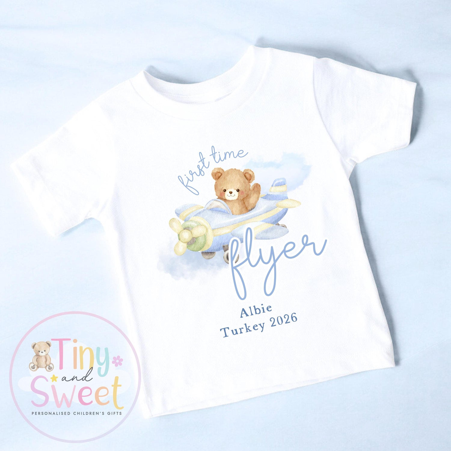 Personalised My First Flight T Shirt, First Time Flyer Sleepsuit, 1st Holiday Babygrow, Babies First Holiday, First Time Flyer