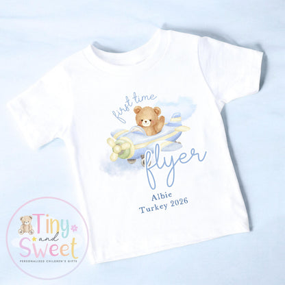 Personalised My First Flight T Shirt, First Time Flyer Sleepsuit, 1st Holiday Babygrow, Babies First Holiday, First Time Flyer
