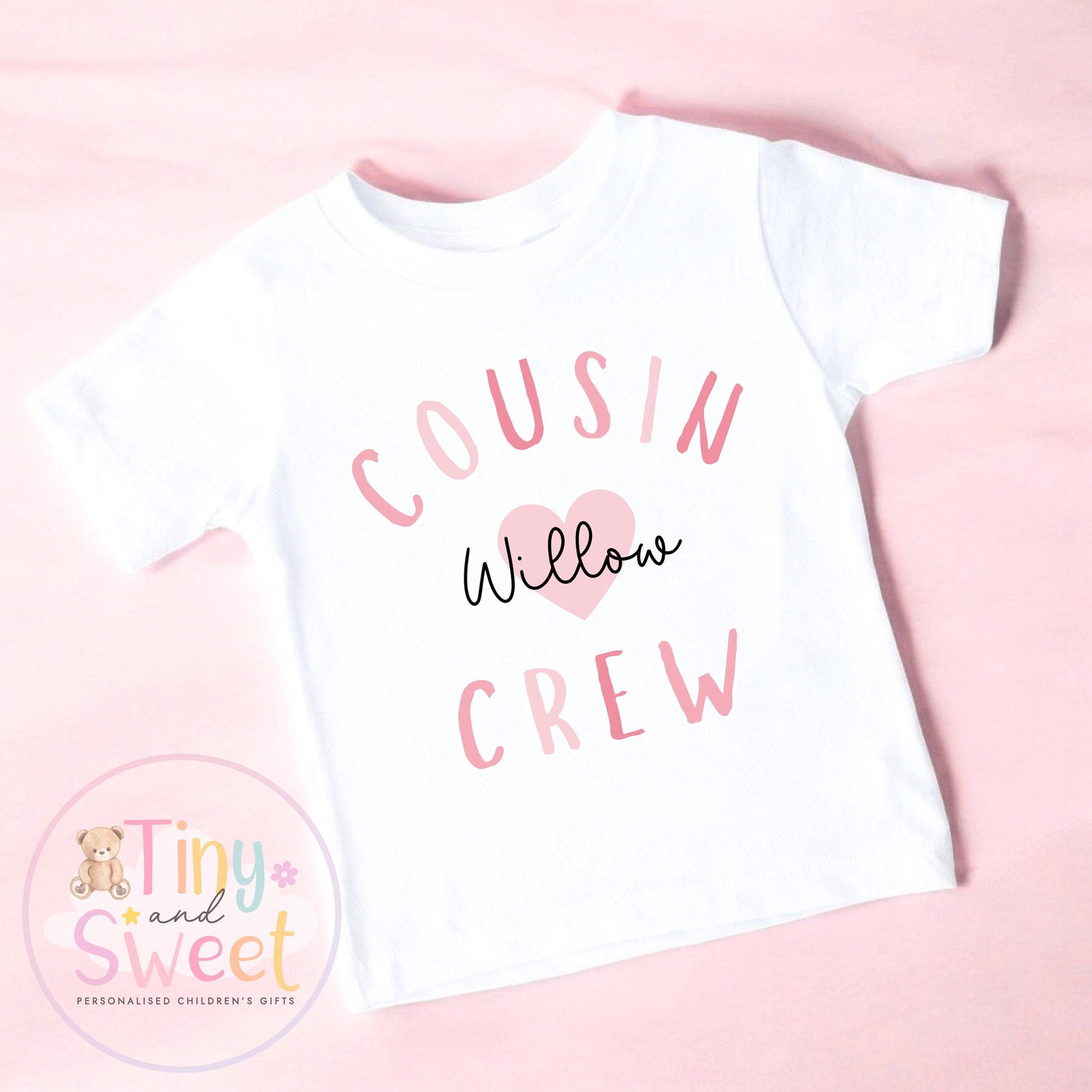Cousin Crew Personalised T-Shirt – Girls and Boys Cousin Top – New Baby Reveal Gift, Big Cousin Shirt for Boys or Girls