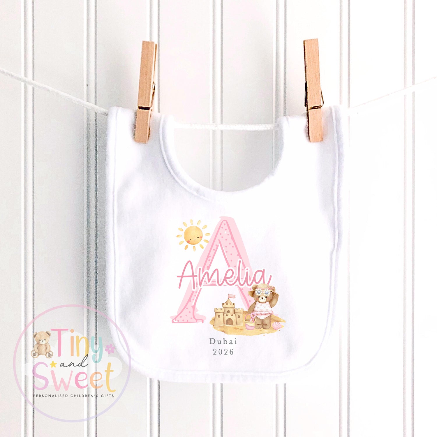 Personalised Holiday Sleepsuit, Personalised Baby Travel Outfit, Baby’s First Holiday T Shirt, Cute Summer Travel Outfit, My First Holiday