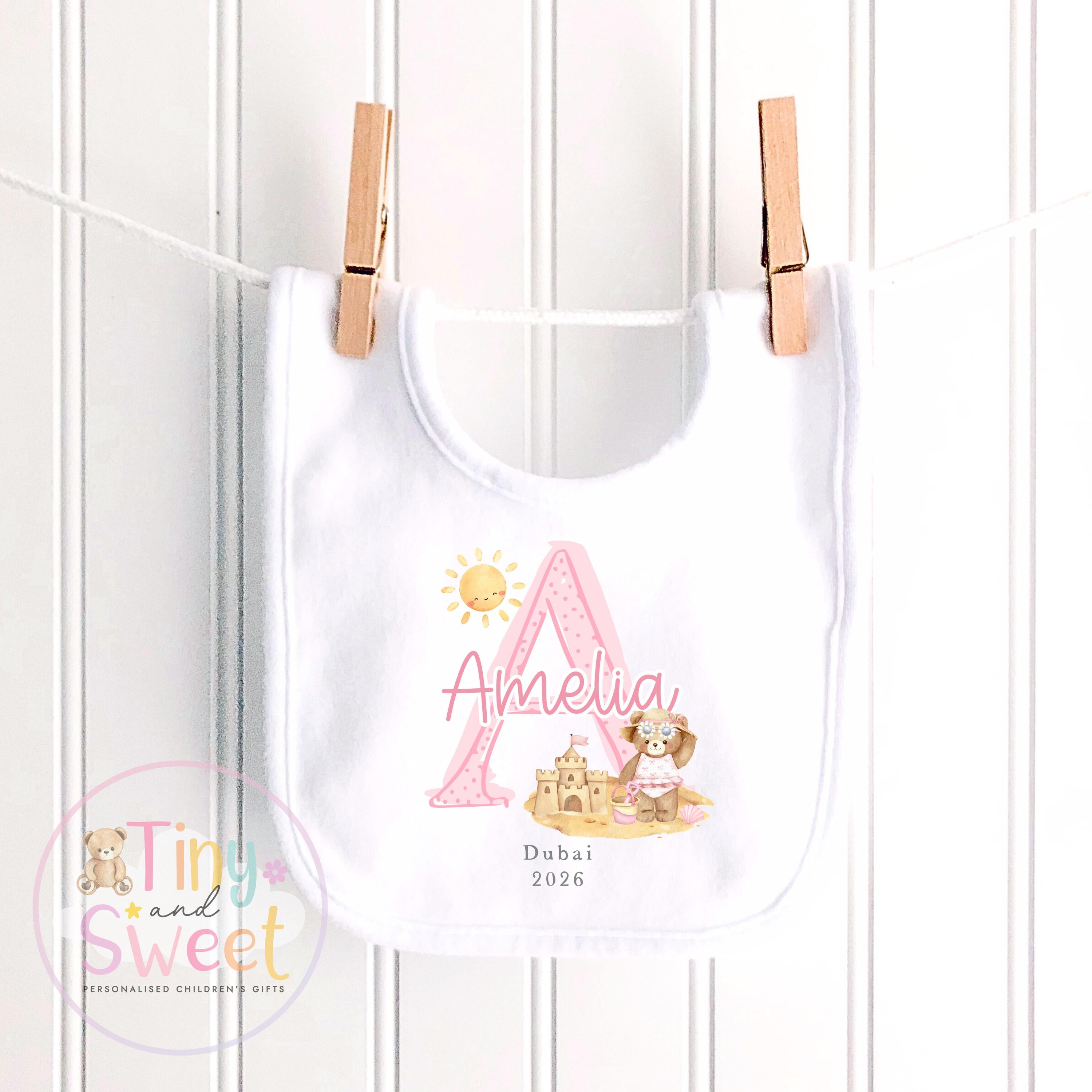 Personalised Holiday Sleepsuit, Personalised Baby Travel Outfit, Baby’s First Holiday T Shirt, Cute Summer Travel Outfit, My First Holiday