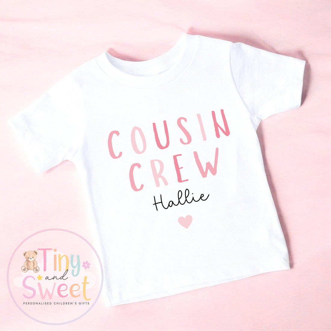 Cousin Crew Personalised T-Shirt – Girls and Boys Cousin Top – New Baby Reveal Gift, Big Cousin Shirt for Boys or Girls