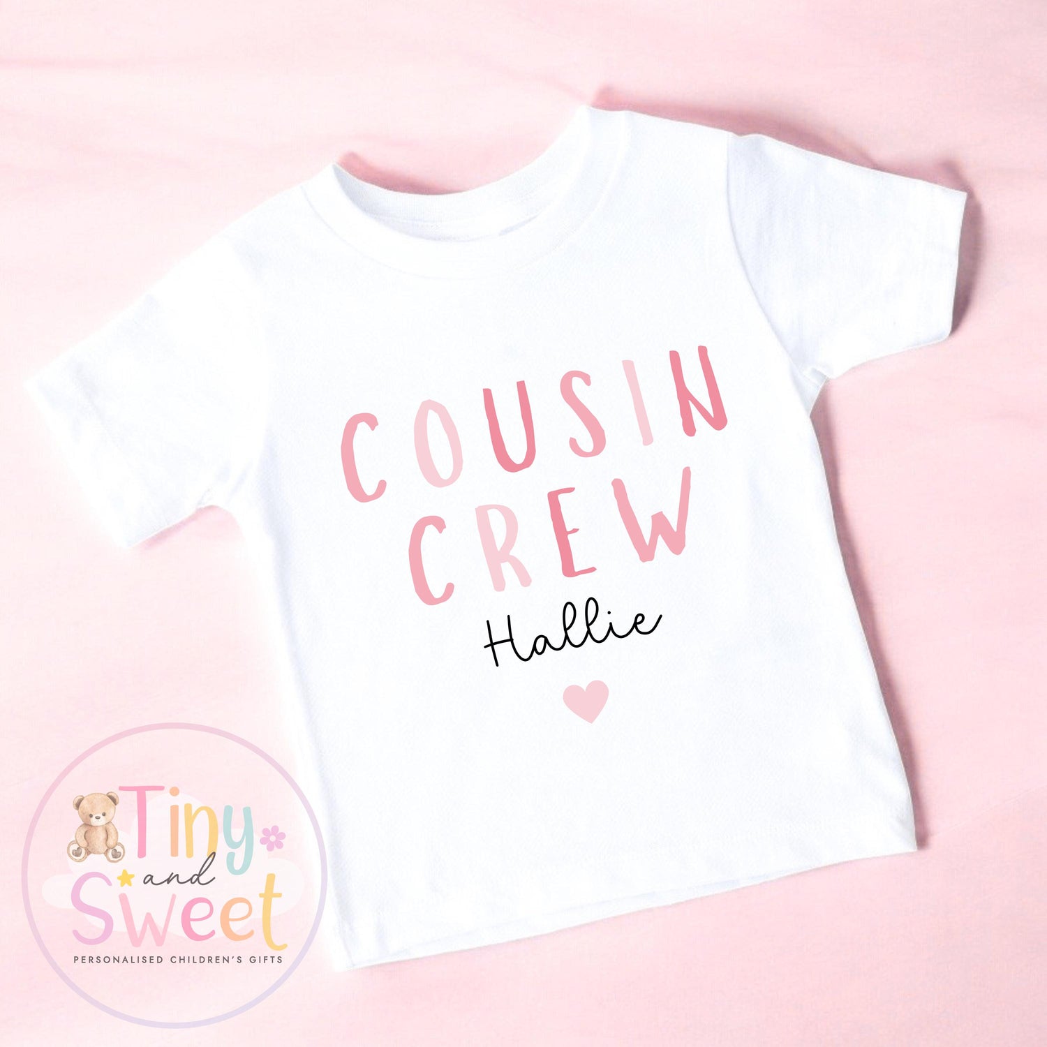 Cousin Crew Personalised T-Shirt – Girls and Boys Cousin Top – New Baby Reveal Gift, Big Cousin Shirt for Boys or Girls