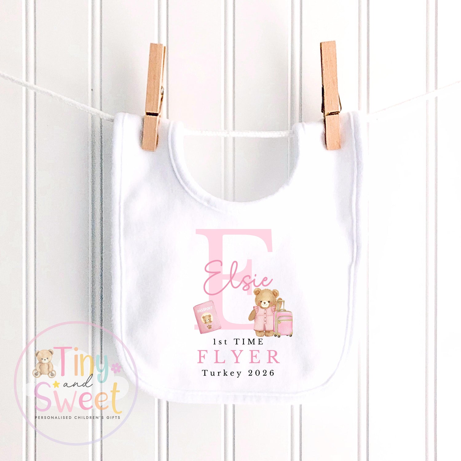 Personalised First Flight Baby Sleepsuit, First Time Flyer Bodysuit, Baby’s First Holiday Outfit, Custom Babygrow Gift