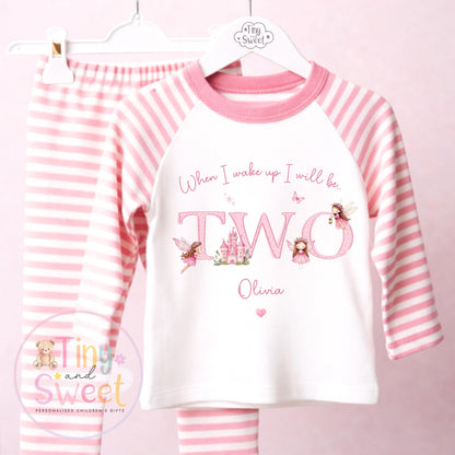 Pink Fairy Personalised Birthday Pyjamas, When I wake up I will be .. - 100% Cotton