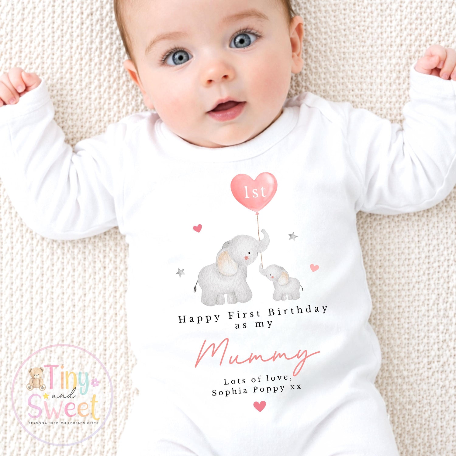 First Birthday as My Mummy Baby Outfit – Personalised Sleepsuit Gift from Baby