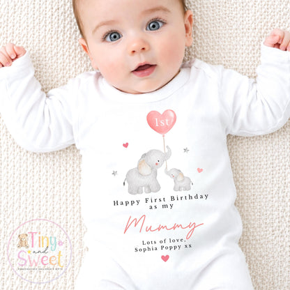 First Birthday as My Mummy Baby Outfit – Personalised Sleepsuit Gift from Baby