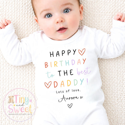 Best Daddy Happy Birthday Rainbow Personalised T-Shirt