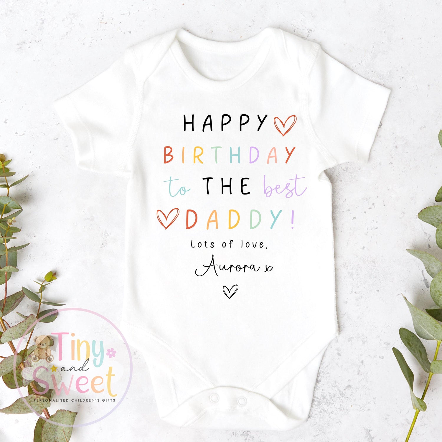 Best Daddy Happy Birthday Rainbow Personalised T-Shirt