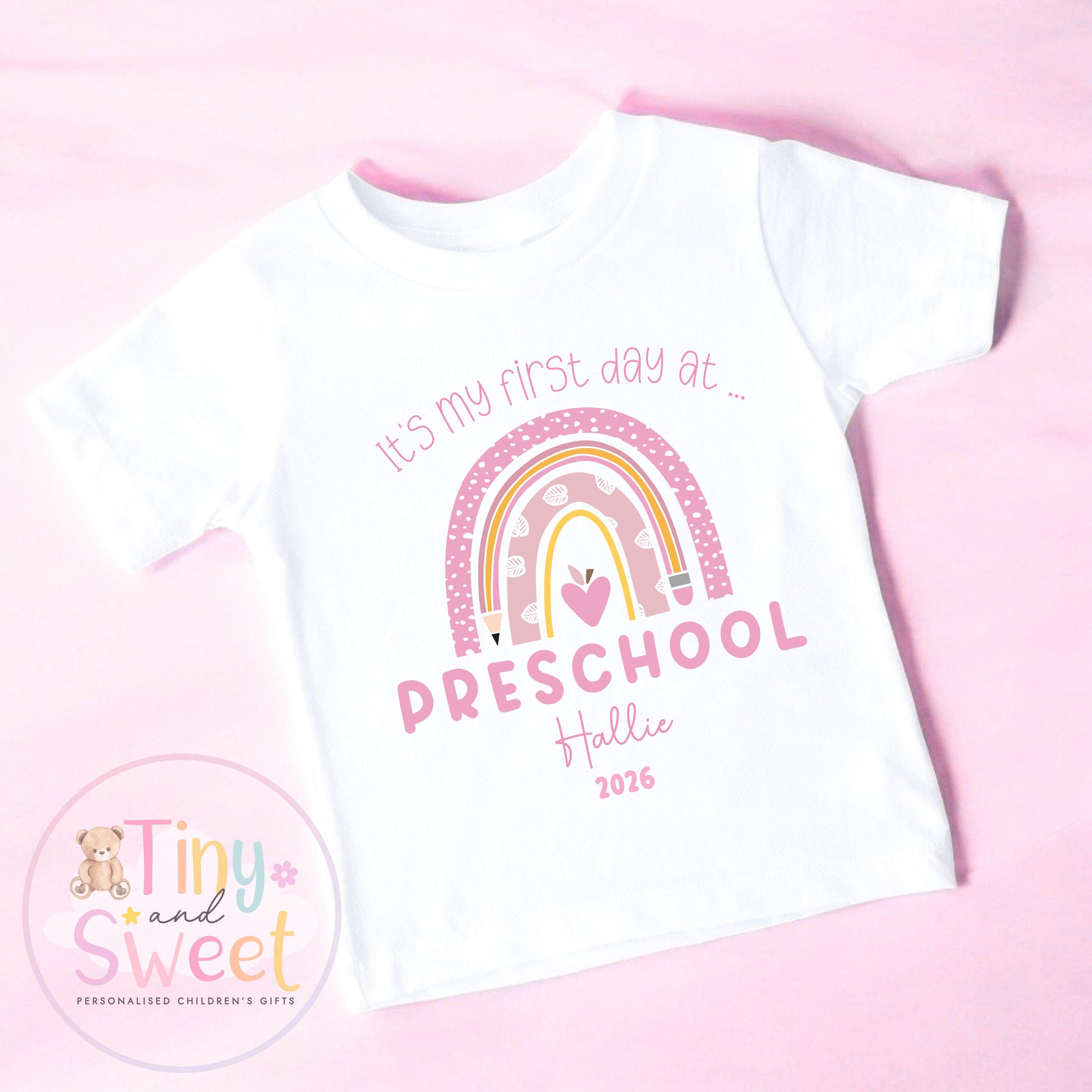 Personalised First Day at Nursery T-Shirt – Custom Toddler Preschool Top, Personalised First Day of Preschool T-Shirt, First Day T-Shirt