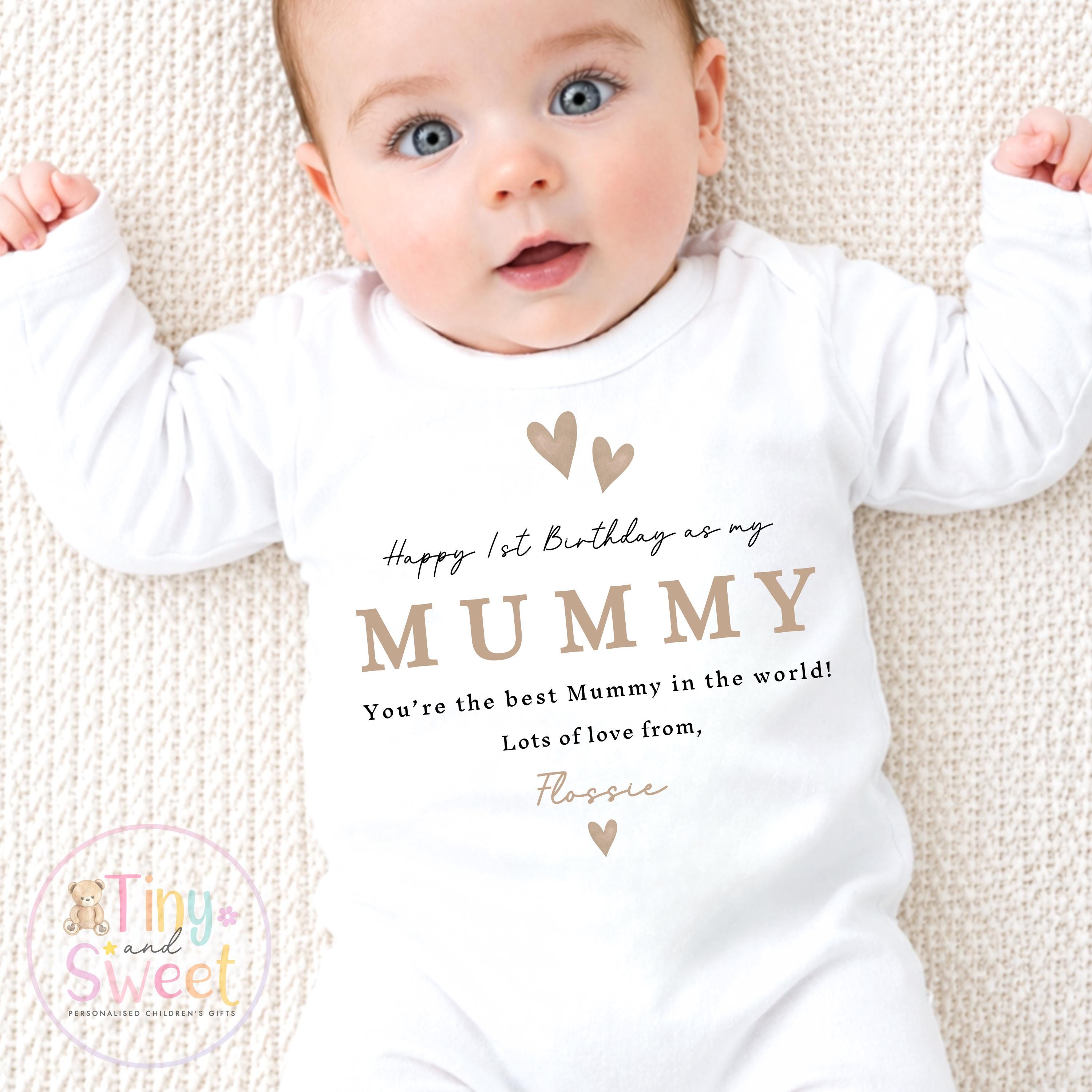 Happy Birthday Mummy, 1st Birthday as My Mummy, New Mum Gift, Mum Birthday, Mummy Birthday, Sleepsuit Babygrow Bodysuit Mum Birthday