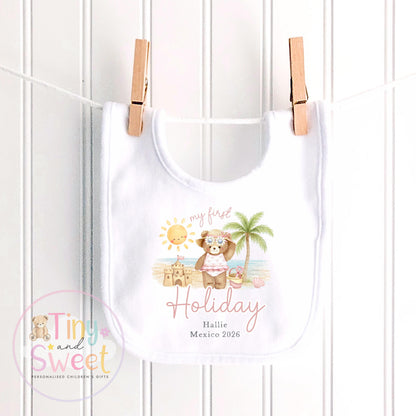 My First Holiday T Shirt, Personalised Baby Travel Outfit, Baby’s First Holiday T Shirt, Cute Summer Travel Outfit, My First Holiday