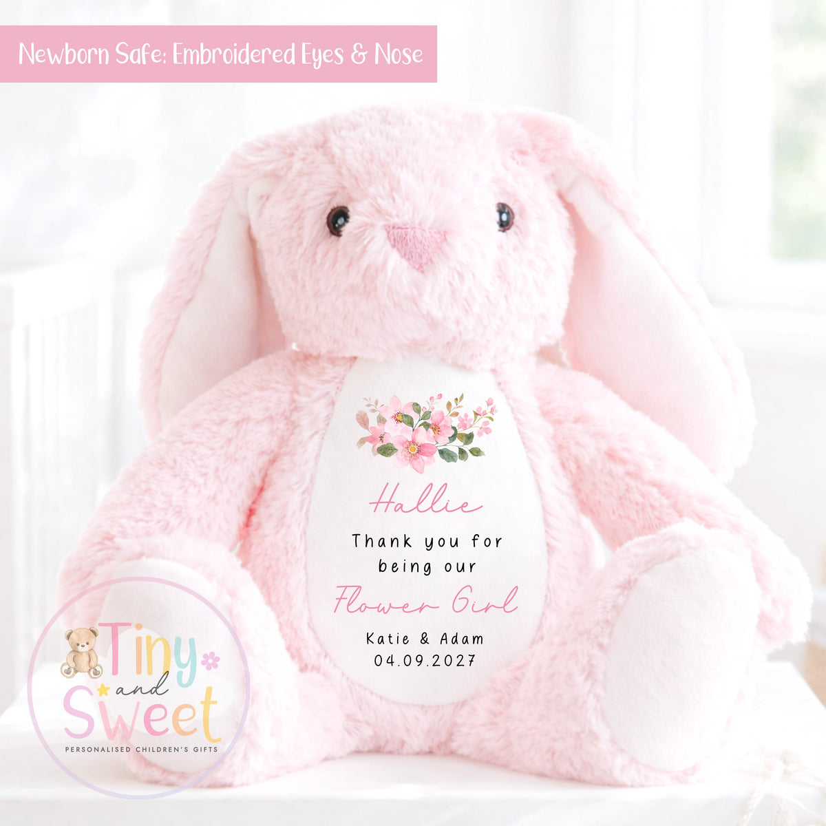 Personalised Flower Girl Bunny, Flower Girl Gift, Thank you for being my flower girl Bunny, Personalised Soft Toy, Flower Girl Proposal