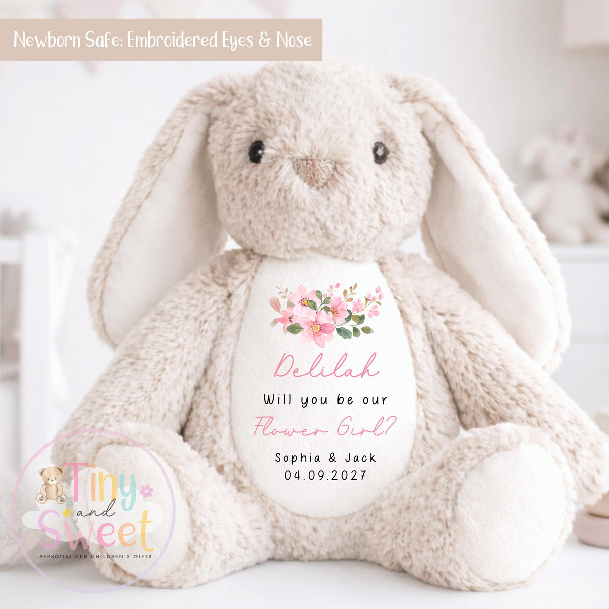 Personalised Flower Girl Bunny, Flower Girl Gift, Thank you for being my flower girl Bunny, Personalised Soft Toy, Flower Girl Proposal