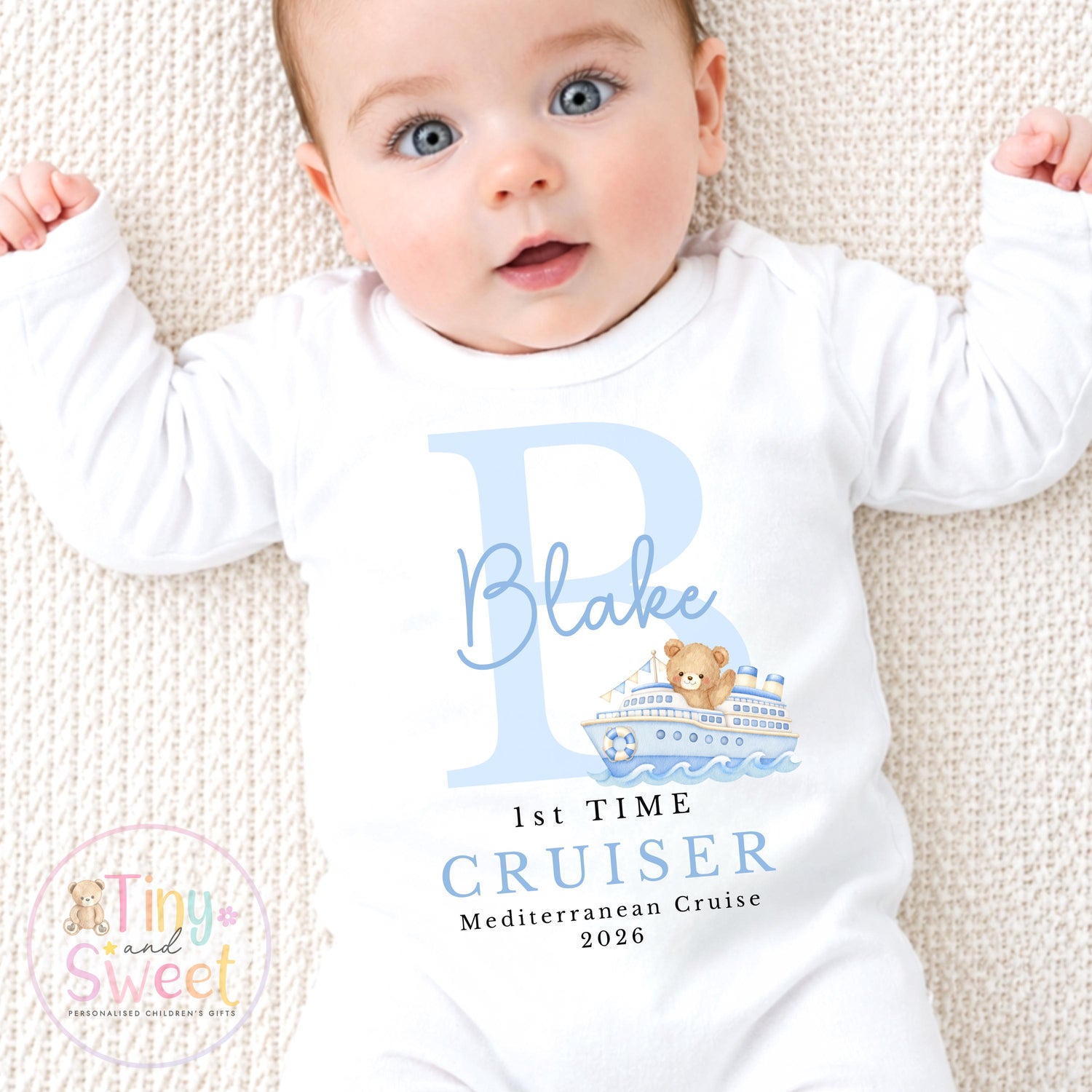 Personalised First Cruise T Shirt, First Time Cruiser Bodysuit, Baby’s First Holiday Outfit, Custom Babygrow Gift