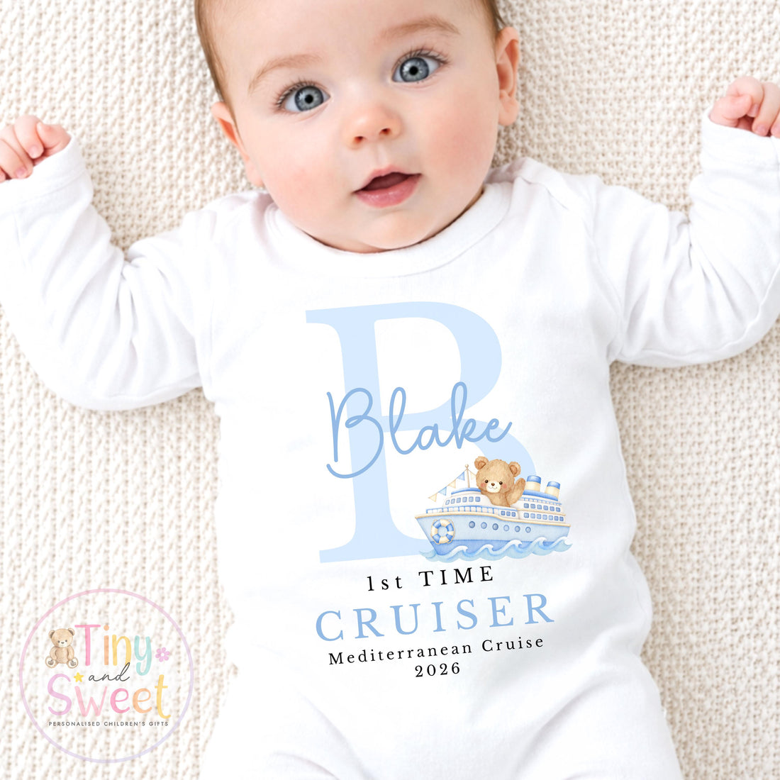 Personalised First Cruise T Shirt, First Time Cruiser Bodysuit, Baby’s First Holiday Outfit, Custom Babygrow Gift