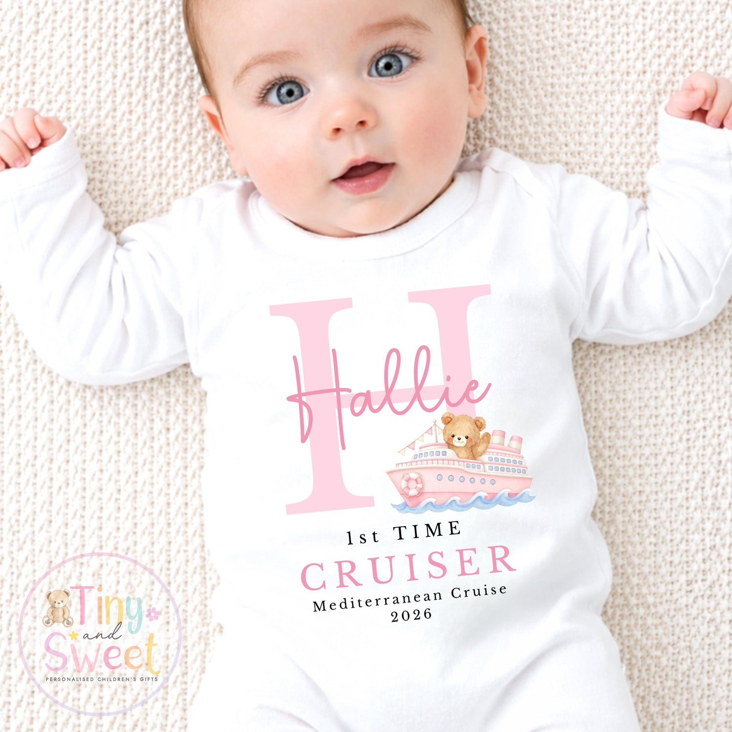 Personalised First Cruise T Shirt, First Time Cruiser Bodysuit, Baby’s First Holiday Outfit, Custom Babygrow Gift