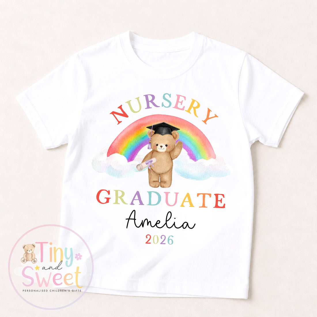 Personalised Nursery Graduation T Shirt, Boys &amp; Girls, Pre School Keepsake, Nursery Leavers T Shirt, Nursery Keepsake Leaver Gift