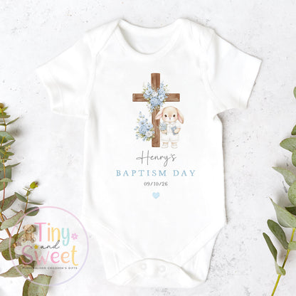 Personalised Christening Babygrow, Baptism Gift, Holy Communion, Custom Baby Girl Christening Gift, Cotton Sleepsuit