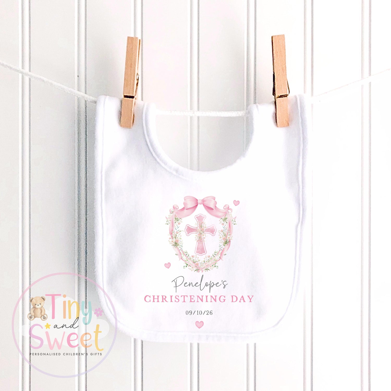 Personalised Christening Babygrow, Baptism Gift, Holy Communion, Custom Baby Girl Christening Gift, Cotton Sleepsuit