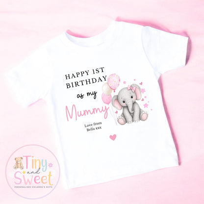 Happy Birthday Mummy, 1st Birthday as My Mummy, New Mum Gift, Mum Birthday, Mummy Birthday, Sleepsuit Babygrow T Shirt Mum Birthday