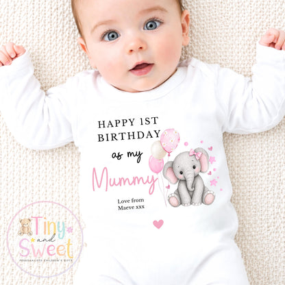 Happy Birthday Mummy, 1st Birthday as My Mummy, New Mum Gift, Mum Birthday, Mummy Birthday, Sleepsuit Babygrow T Shirt Mum Birthday