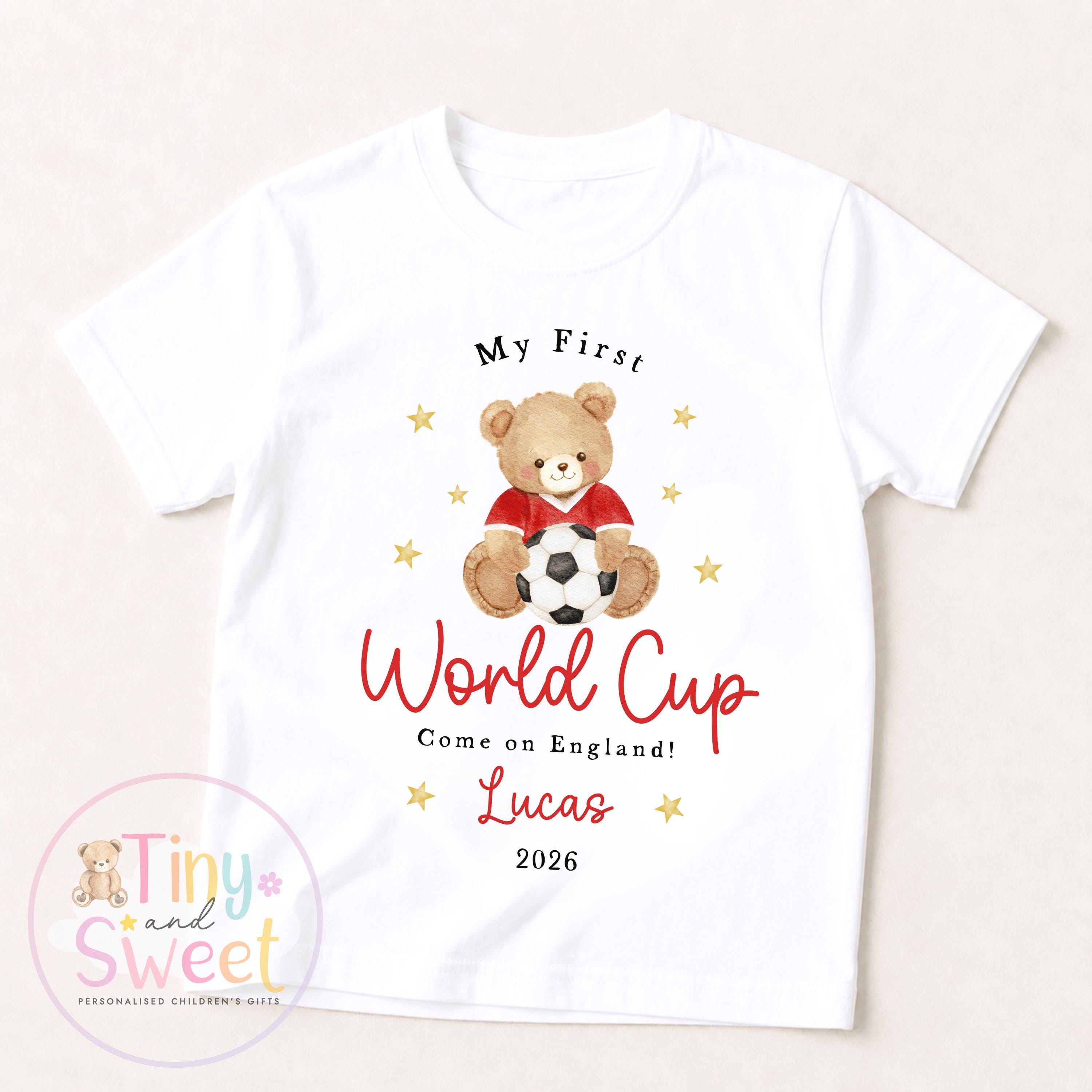 My First World Cup 2026 Baby Grow, Personalised England Baby Vest, Custom Name Football Fan Bodysuit, England Baby Gift