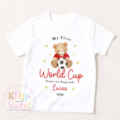 My First World Cup 2026 Baby Grow, Personalised England Baby Vest, Custom Name Football Fan Bodysuit, England Baby Gift