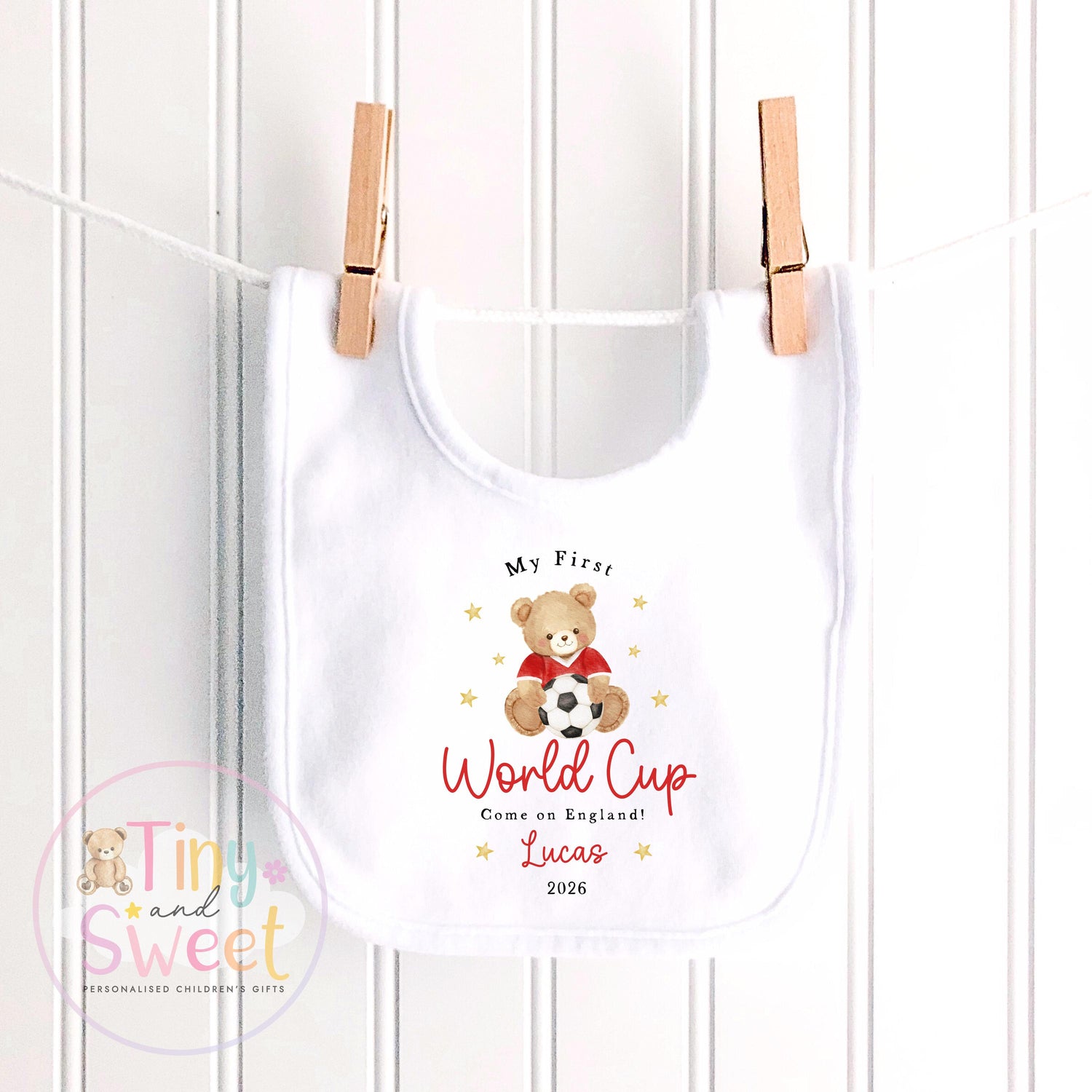 My First World Cup 2026 Baby Grow, Personalised England Baby Vest, Custom Name Football Fan Bodysuit, England Baby Gift
