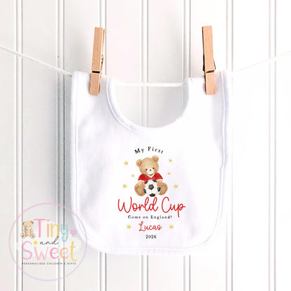 My First World Cup 2026 Baby Grow, Personalised England Baby Vest, Custom Name Football Fan Bodysuit, England Baby Gift