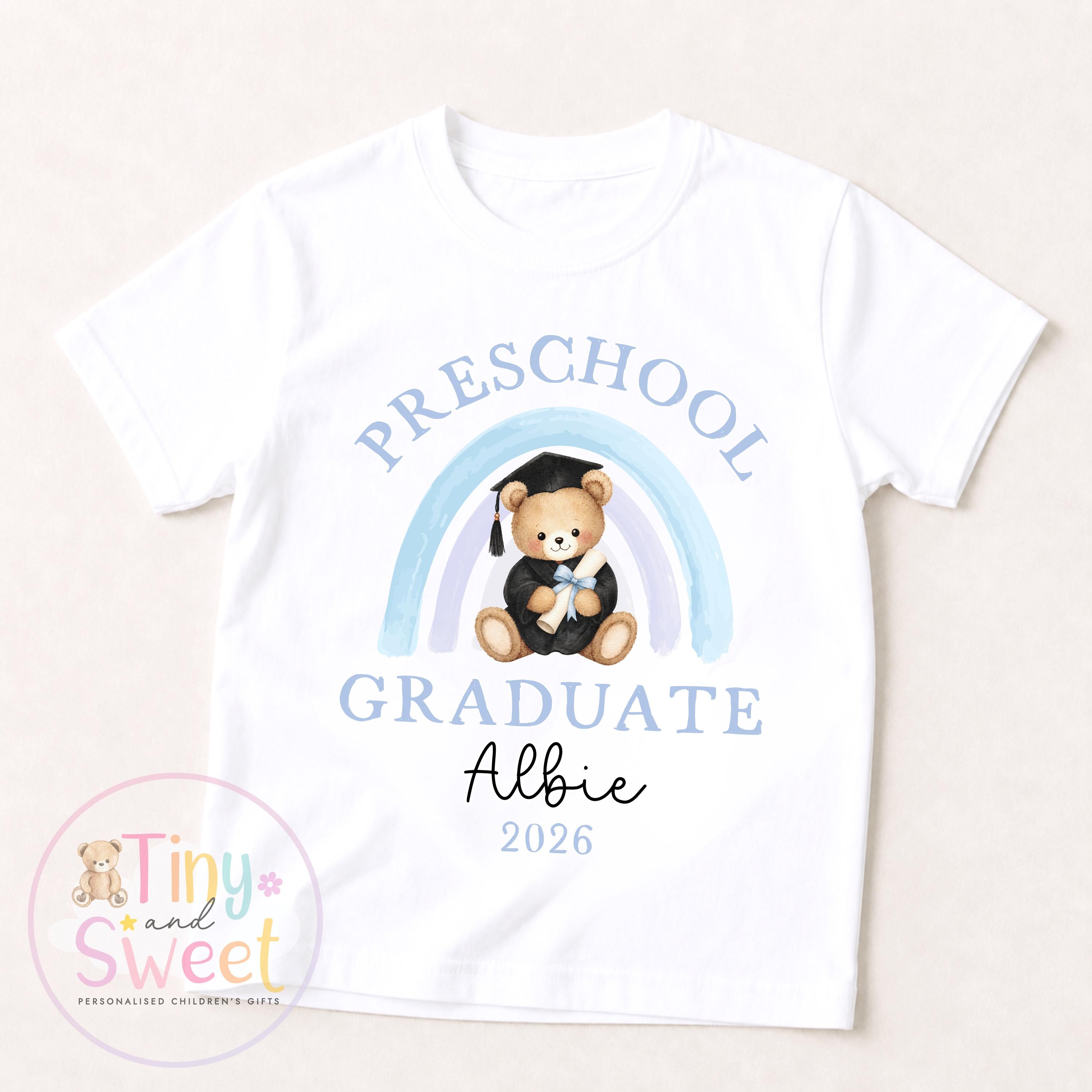 Personalised Nursery Graduation T Shirt, Boys &amp; Girls, Pre School Keepsake, Nursery Leavers T Shirt, Nursery Keepsake Leaver Gift
