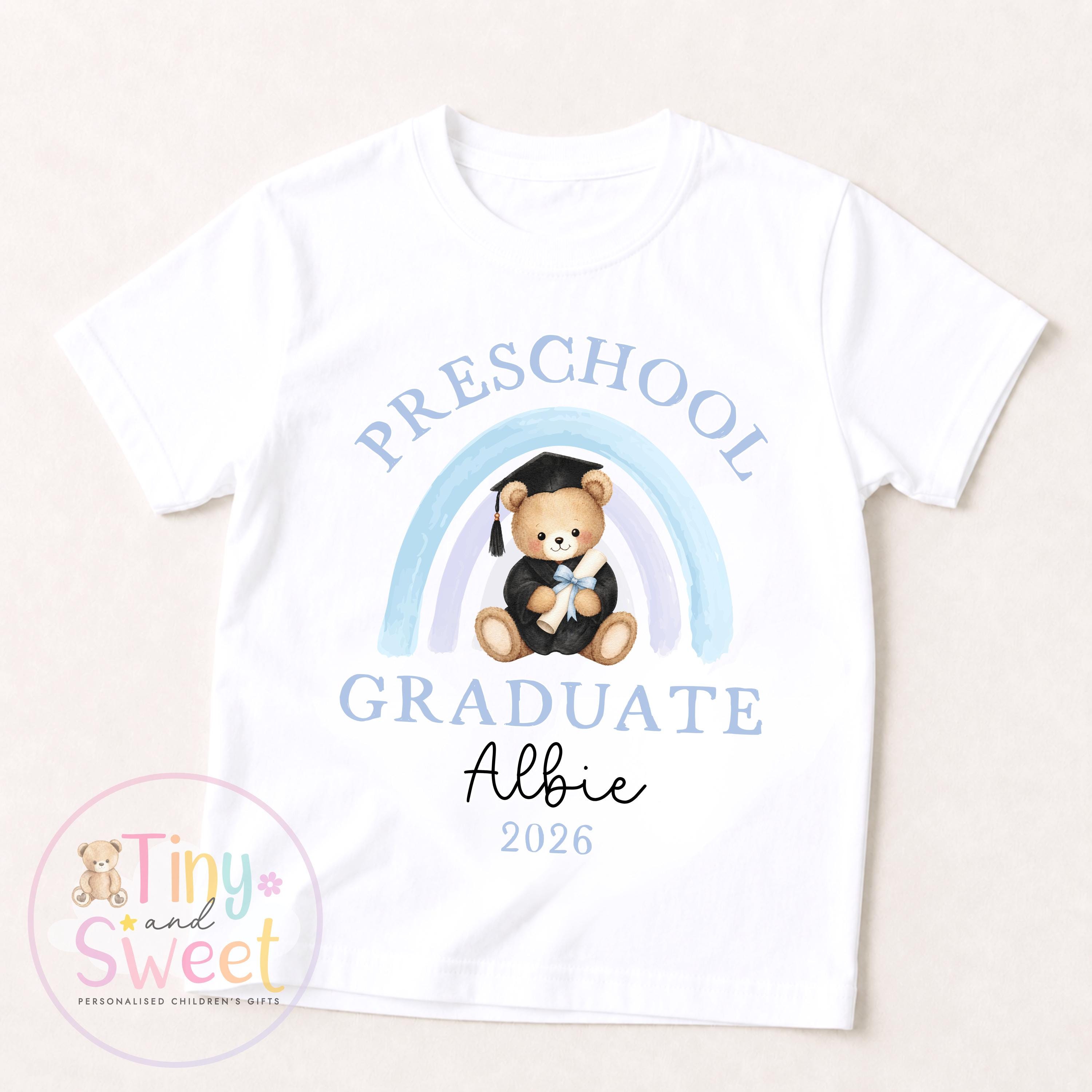 Personalised Nursery Graduation T Shirt, Boys &amp; Girls, Pre School Keepsake, Nursery Leavers T Shirt, Nursery Keepsake Leaver Gift