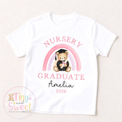 Personalised Nursery Graduation T Shirt, Boys &amp; Girls, Pre School Keepsake, Nursery Leavers T Shirt, Nursery Keepsake Leaver Gift