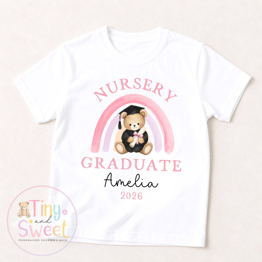 Personalised Nursery Graduation T Shirt, Boys &amp; Girls, Pre School Keepsake, Nursery Leavers T Shirt, Nursery Keepsake Leaver Gift