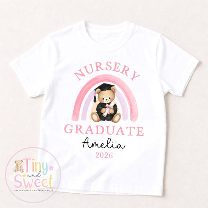 Personalised Nursery Graduation T Shirt, Boys &amp; Girls, Pre School Keepsake, Nursery Leavers T Shirt, Nursery Keepsake Leaver Gift