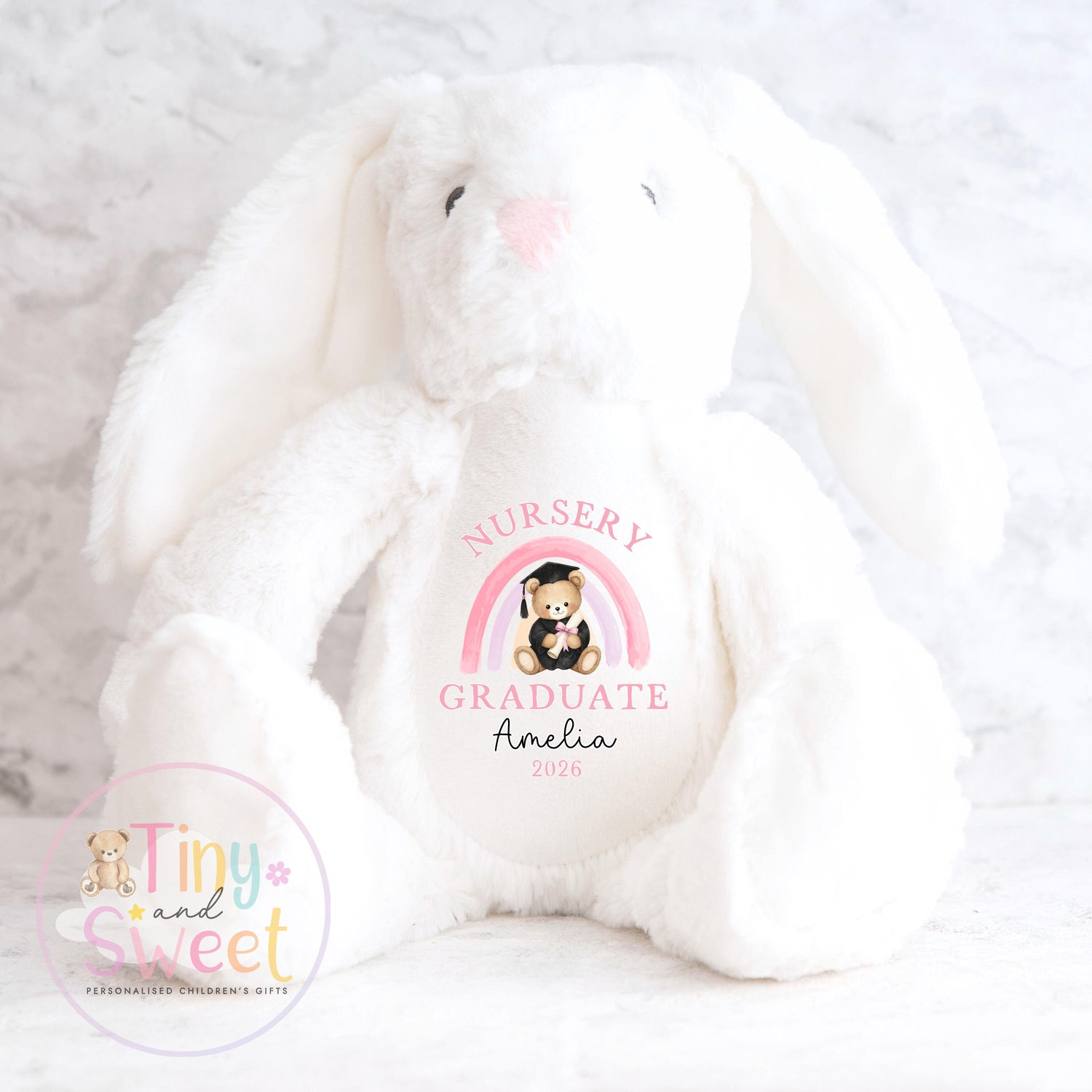 Personalised Nursery Graduation Bunny, Nursery Graduation Teddy, Last Day of Nursery, School Leavers Gift, Preschool Graduation Gift