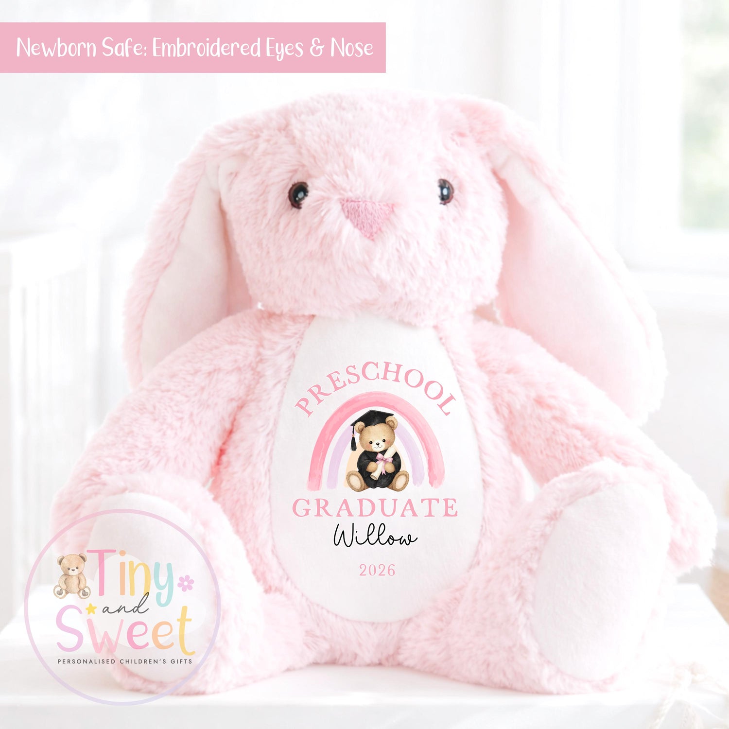 Personalised Nursery Graduation Bunny, Nursery Graduation Teddy, Last Day of Nursery, School Leavers Gift, Preschool Graduation Gift
