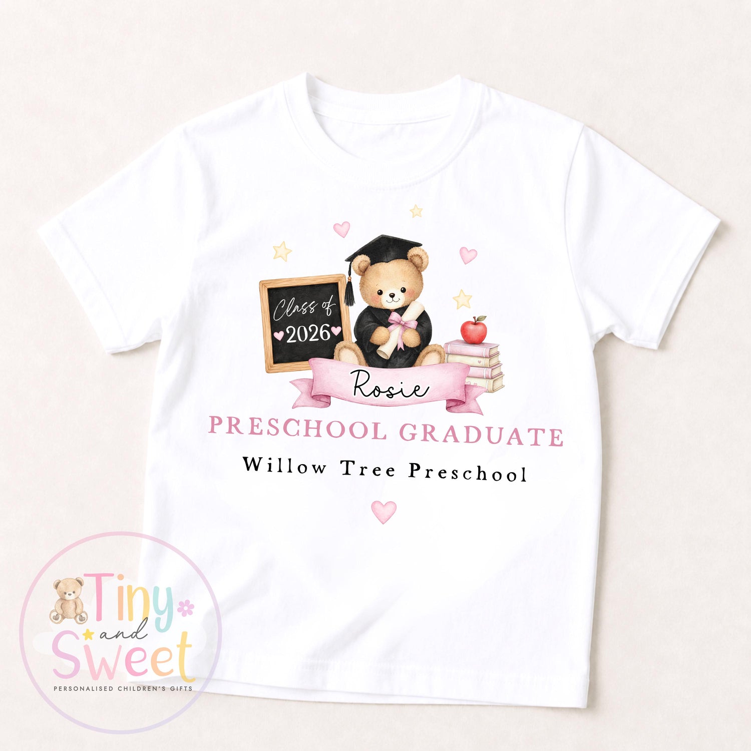 Personalised Nursery Graduation T Shirt, Boys &amp; Girls, Pre School Keepsake, Nursery Leavers T Shirt, Nursery Keepsake Leaver Gift