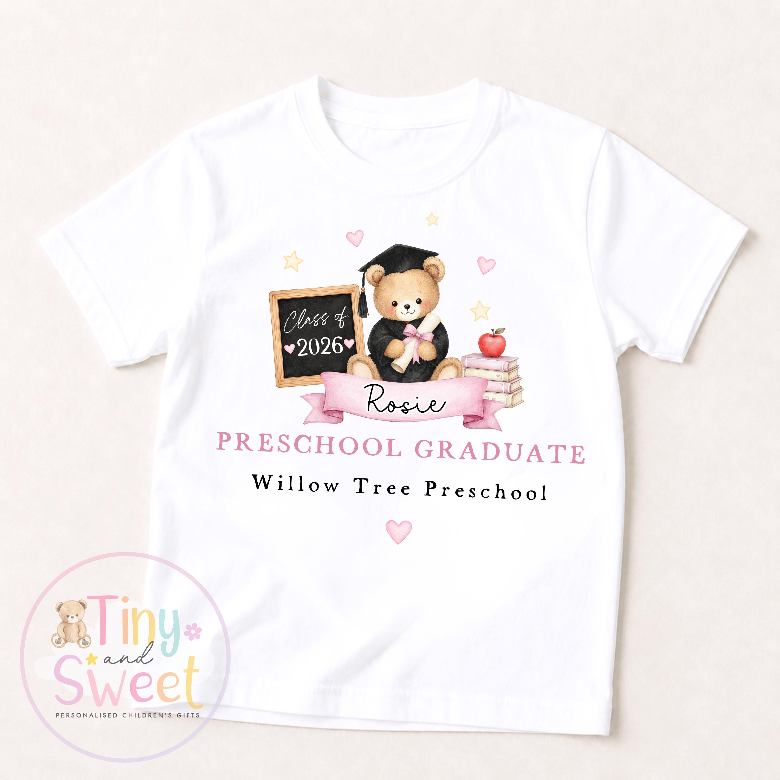 Personalised Nursery Graduation T Shirt, Boys &amp; Girls, Pre School Keepsake, Nursery Leavers T Shirt, Nursery Keepsake Leaver Gift