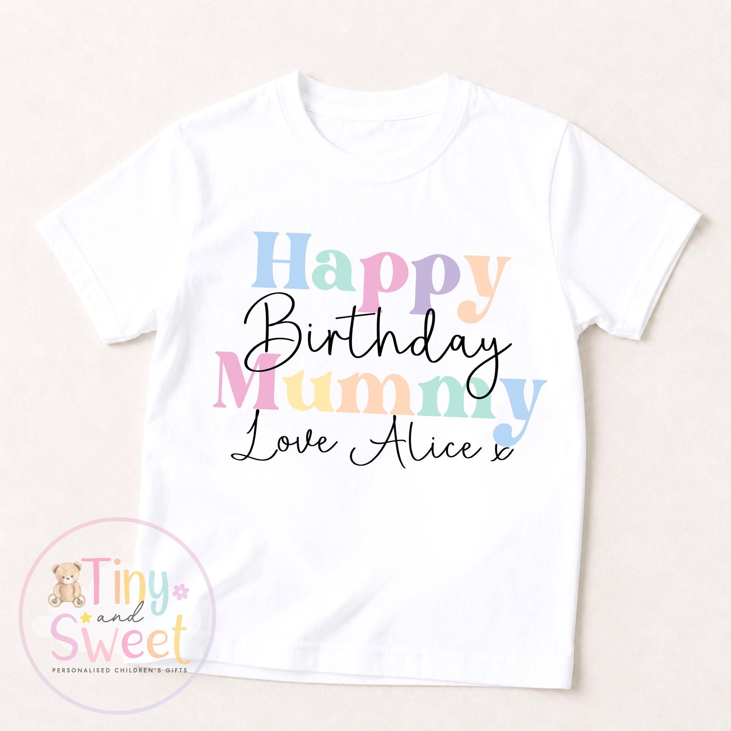 Pastel Happy Birthday Mummy Personalised T-Shirt