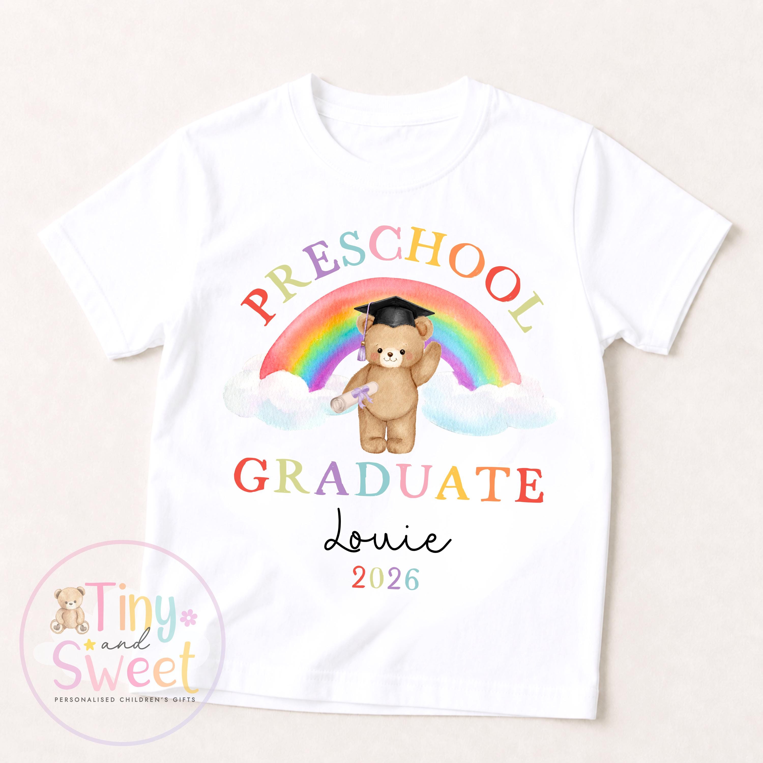 Personalised Nursery Graduation T Shirt, Boys &amp; Girls, Pre School Keepsake, Nursery Leavers T Shirt, Nursery Keepsake Leaver Gift