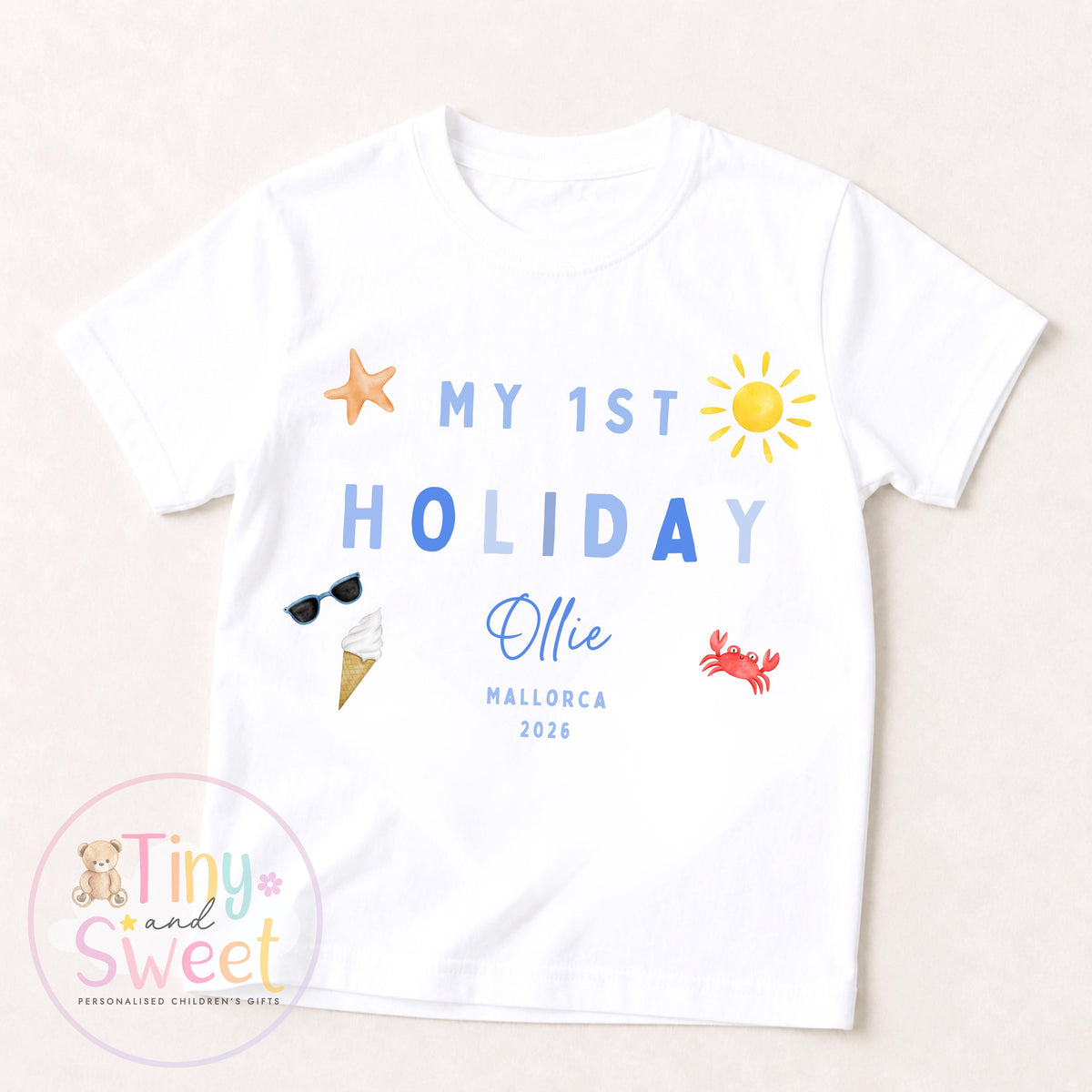 My First Holiday T-Shirt, Personalised Baby Travel Outfit, Baby’s First Holiday Shirt, Cute Summer Travel Outfit, My First Holiday Design