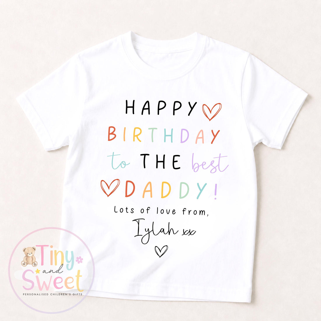 Best Daddy Happy Birthday Rainbow Personalised T-Shirt